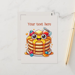 Cute pancake lovers customize postcard
