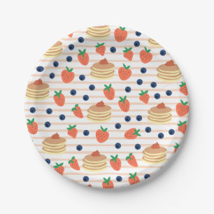 Cute Pancakes and Berries Paper Plates