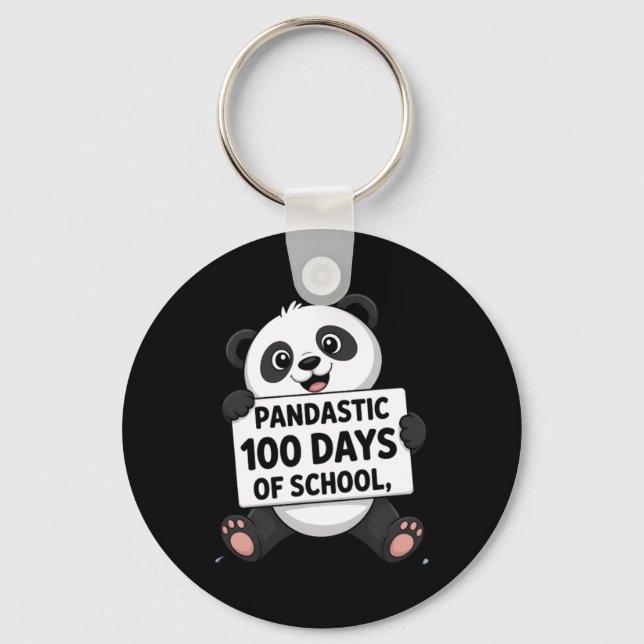 Cute Panda 100 Days At School Keychain (Front)