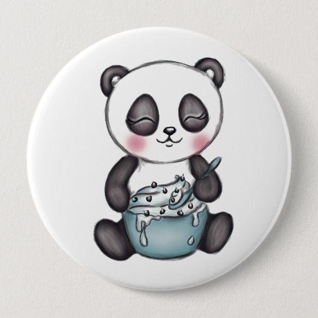 Cute Panda 4 Inch Round Button (Front)