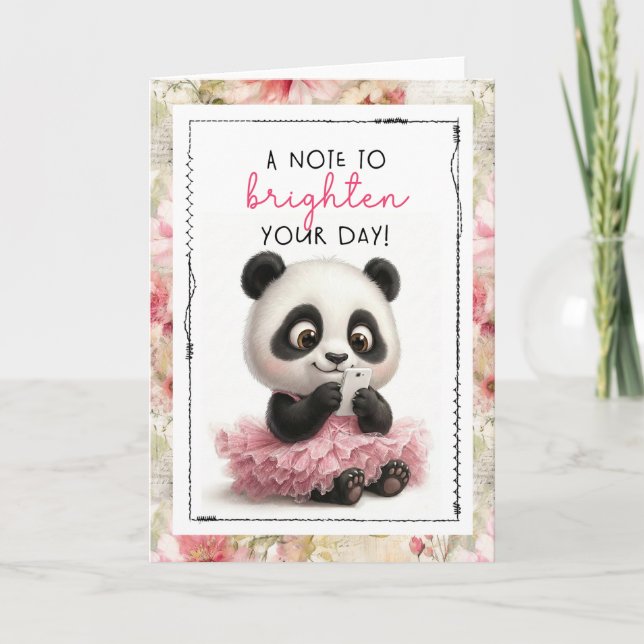 Cute Panda A Note To Brighten Your Day Card (Front)