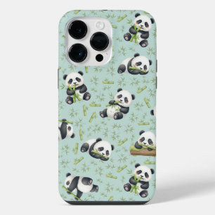Cute Panda and Bamboo Seamless Pattern iPhone 14 Pro Max Case