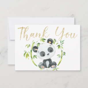 Cute Panda and Green Bamboo Baby Shower Thank You