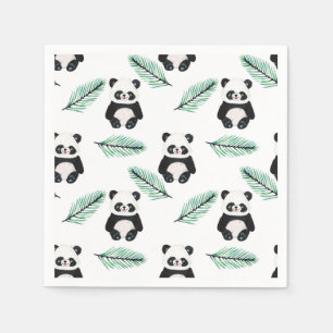 Cute panda and palm leaf pattern napkin