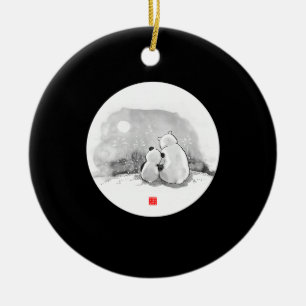 Cute Panda And Polar Bear Animal Lover Ceramic Ornament