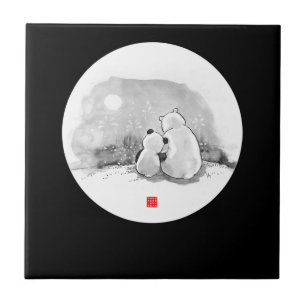 Cute Panda And Polar Bear Animal Lover Tile