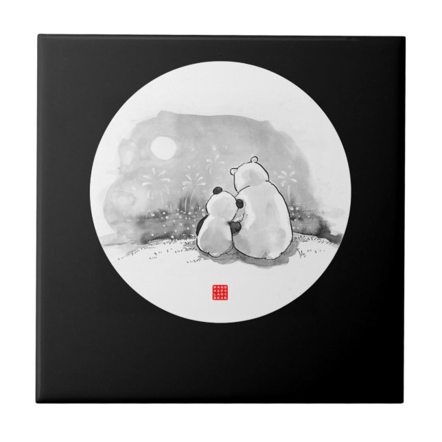 Cute Panda And Polar Bear Animal Lover Tile (Front)