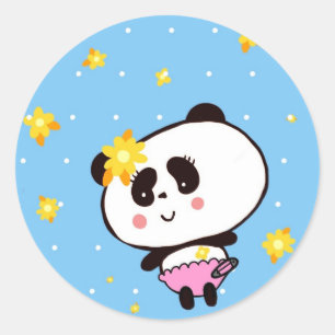 Cute Panda Baby customized Classic Round Sticker