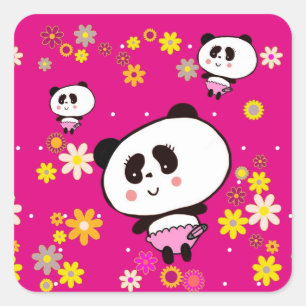 Cute Panda Baby customized Square Sticker