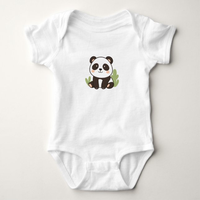 Cute Panda Baby Jersey Bodysuit  (Front)