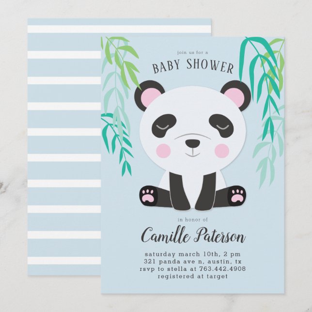 Cute Panda Baby Shower Invitation (Front/Back)