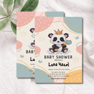 Cute Panda  Baby Shower  Invitation