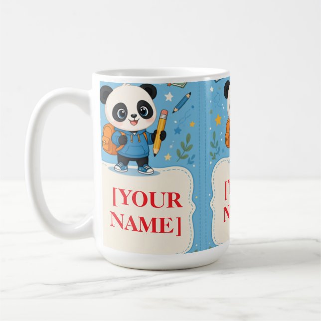 Cute Panda Back to School Supplies Coffee Mug (Left)