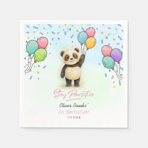 Cute Panda Balloon 1st Birthday Party Napkin
