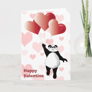 Cute Panda & Balloons Valentine Card
