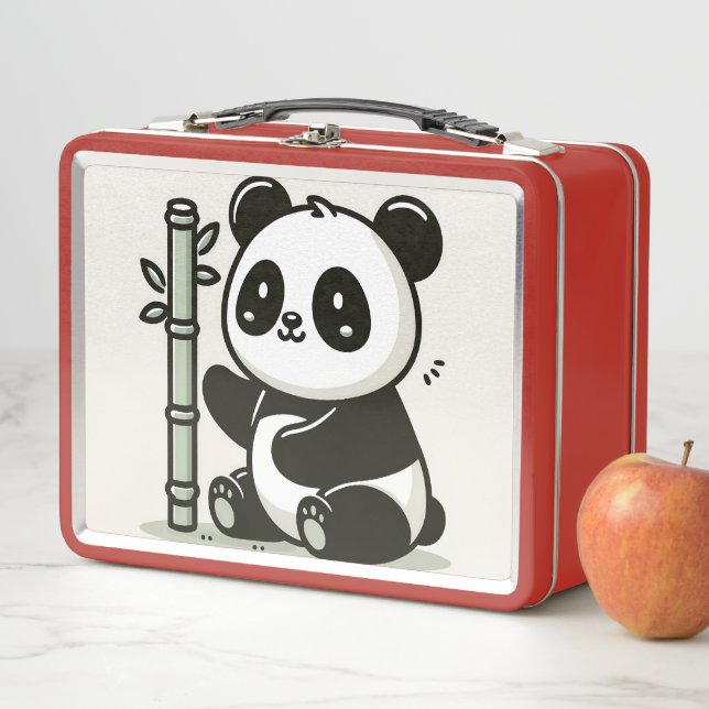 Cute Panda Bamboo Art Metal Lunch Box (In Situ)