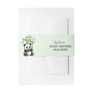 Cute Panda Bamboo Mint Baby Shower Invitation Belly Band