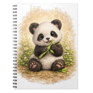 Cute Panda Bamboo Spiral Notebook Kawaii