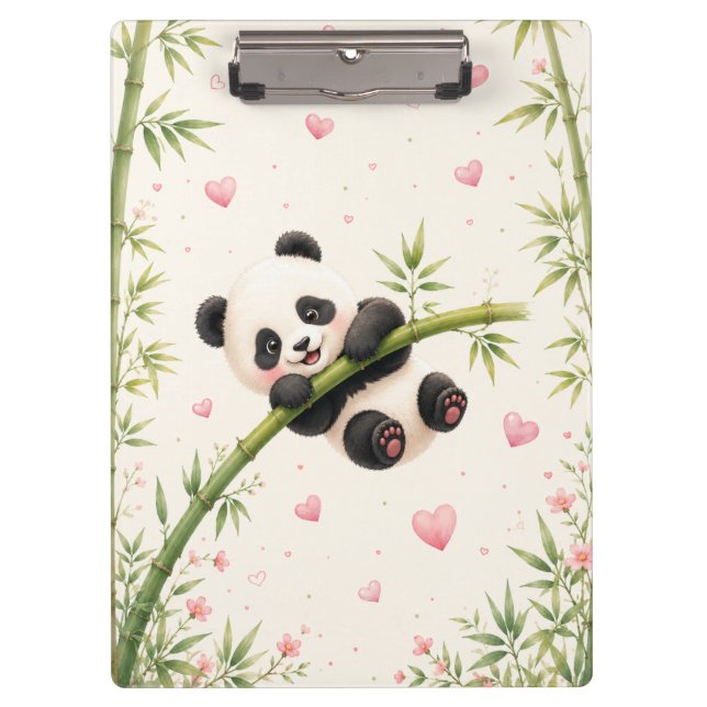 Cute Panda Bamboo Watercolor Clipboard |  (Front)