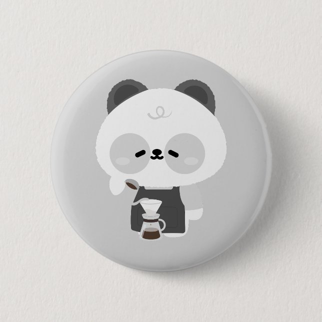 Cute Panda Barista 2 Inch Round Button (Front)