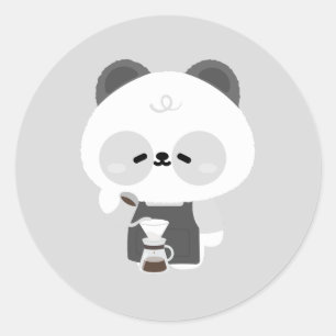 Cute Panda Barista Classic Round Sticker