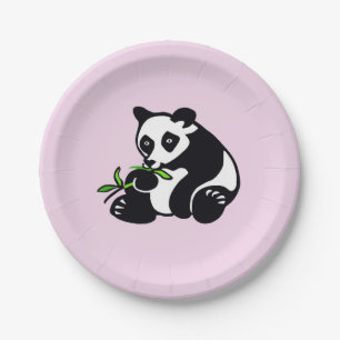Cute PANDA bear -Animal lover - Pink Party Paper Plate