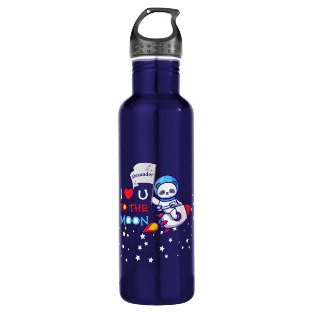 Cute Panda Bear Astronaut On Rocket Ship Kids  710 Ml Water Bottle (Front)