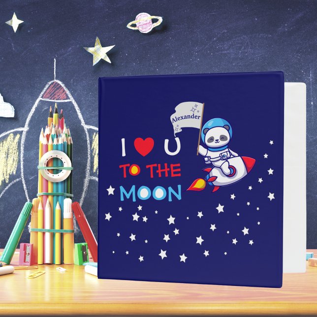 Cute Panda Bear Astronaut On Rocket Ship Kids  Binder (Creator Uploaded)