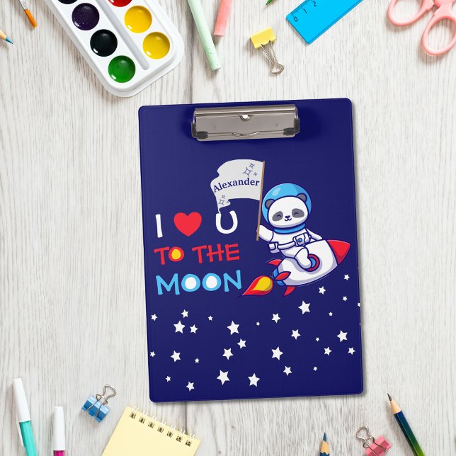Cute Panda Bear Astronaut On Rocket Ship Kids  Clipboard (Creator Uploaded)