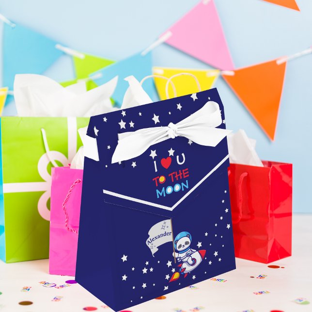 Cute Panda Bear Astronaut On Rocket Ship Kids  Favor Box (Creator Uploaded)