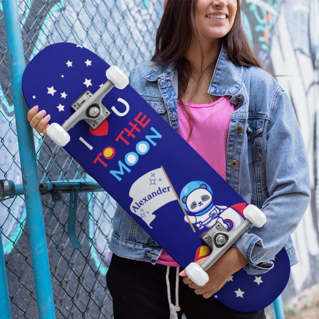 Cute Panda Bear Astronaut On Rocket Ship Kids  Skateboard (Creator Uploaded)