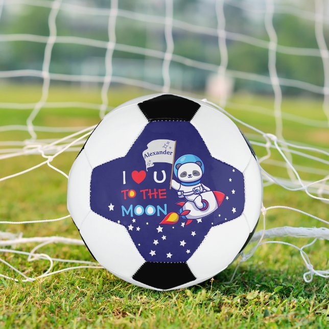 Cute Panda Bear Astronaut On Rocket Ship Kids  Soccer Ball (Creator Uploaded)