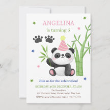 Cute Panda Bear Bamboo Birthday