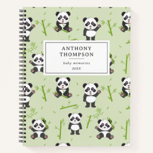 Cute Panda Bear Bamboo Kawaii Animals Pattern Notebook