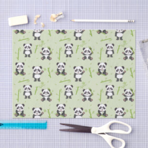 Cute Panda Bear Bamboo Kawaii Animals Pattern Tissue Paper