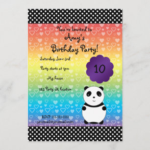 Cute panda bear birthday invitation