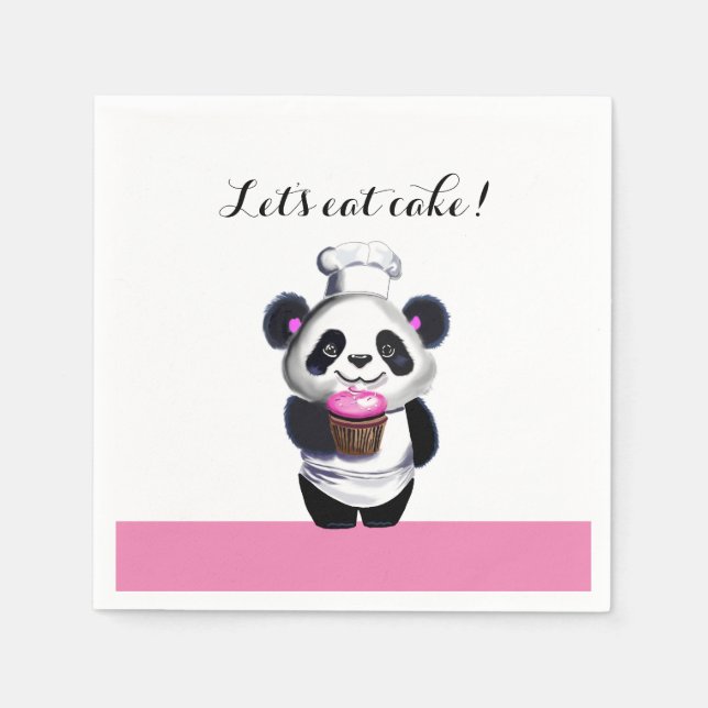 Cute Panda Bear Birthday Paper Napkin (Front)