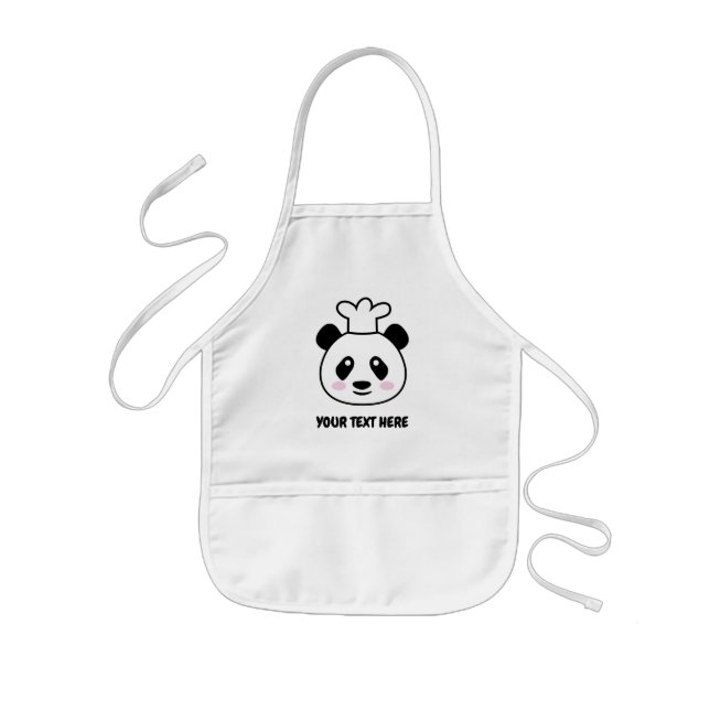 Cute panda bear chef hat kid's bib cooking apron (Front)