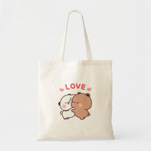 Cute Panda bear couple, bubu and dudu hugs love Tote Bag