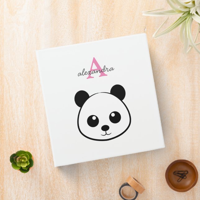 Cute panda bear custom Monogram  Binder (In Situ)