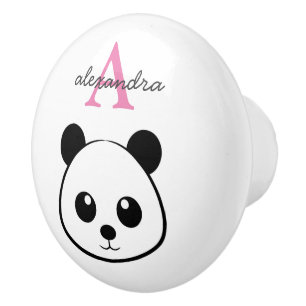 Cute panda bear custom Monogram  Ceramic Knob