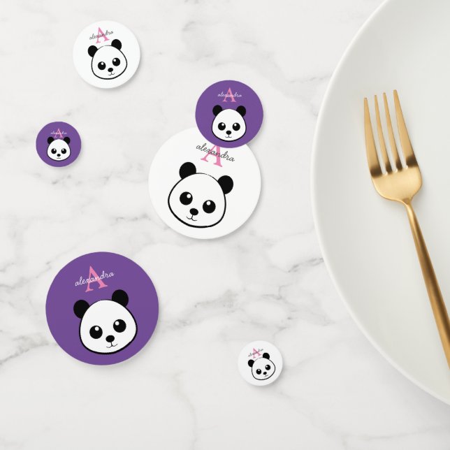 Cute Panda Bear Custom Monogram Confetti – Party (Group)
