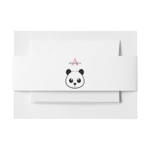 Cute panda bear custom Monogram  Invitation Belly Band