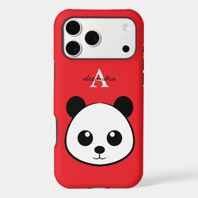 Cute Panda Bear Custom Monogram iPhone Case  (Back)