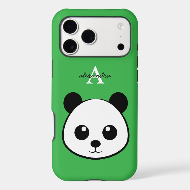 Cute Panda Bear Custom Monogram iPhone Case  (Back)