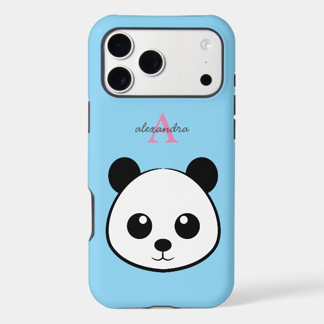 Cute Panda Bear Custom Monogram iPhone Case  (Back)