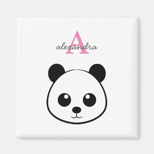 Cute panda bear custom Monogram  Magnet