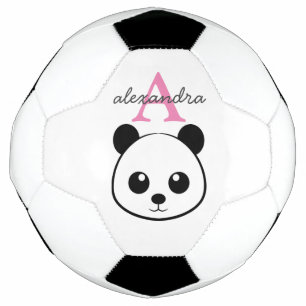 Cute Panda Bear Custom Monogram – Personalized Soccer Ball