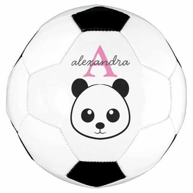 Cute Panda Bear Custom Monogram – Personalized Soccer Ball (Front)