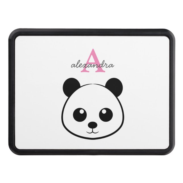Cute panda bear custom Monogram  Trailer Hitch Cover (Front)
